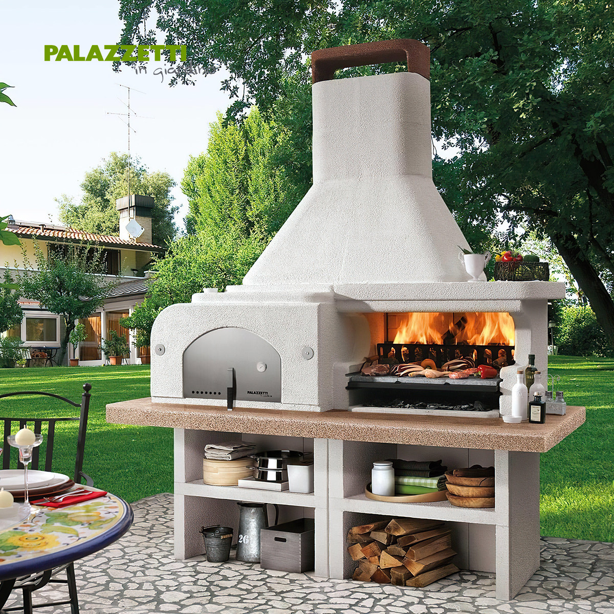 Palazzetti意大利进口gargan03石材壁炉柴火取暖别墅庭院BBQ烧烤