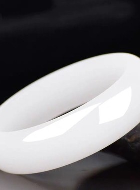 2022新品新疆白色玉金丝玉羊脂白色玉手镯玉镯子昆仑玉女款包邮