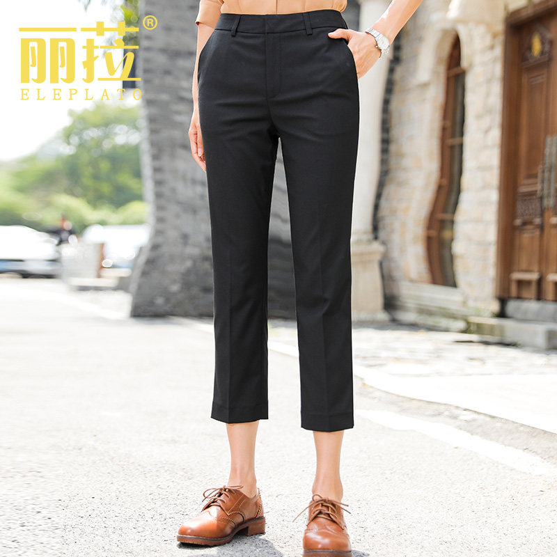 灰色西裤女九分裤2021春装新款设计感显瘦高腰小脚职业工装裤子