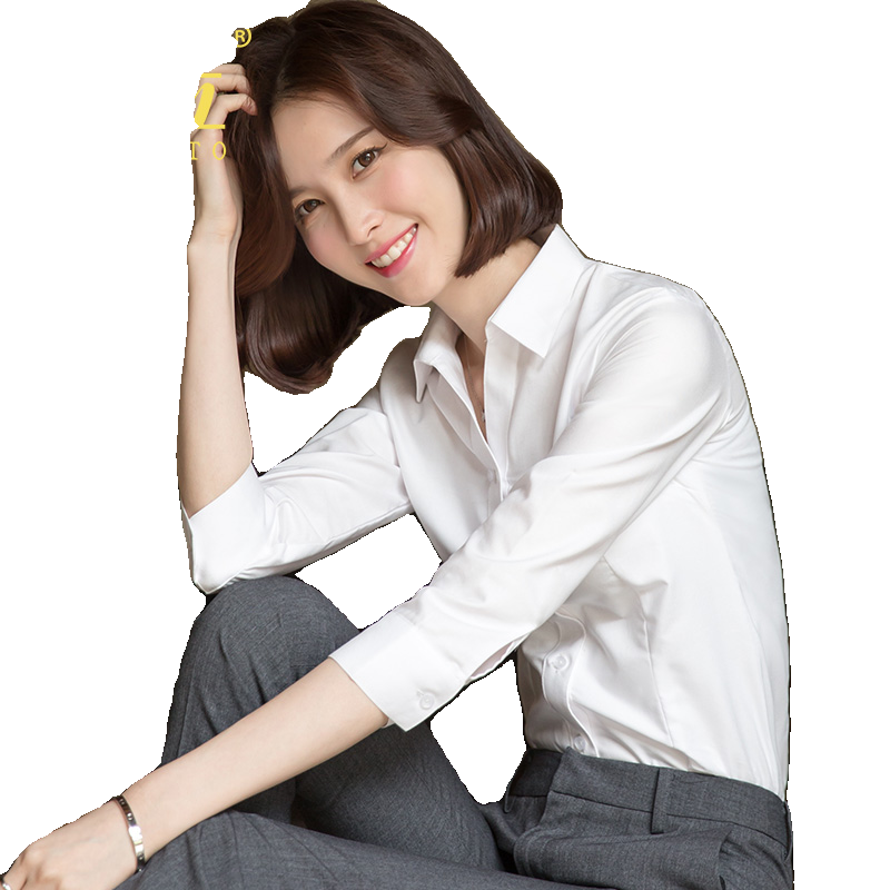 七分袖白衬衫女夏季新款半袖工作服职业高级上衣工装女士白色衬衣