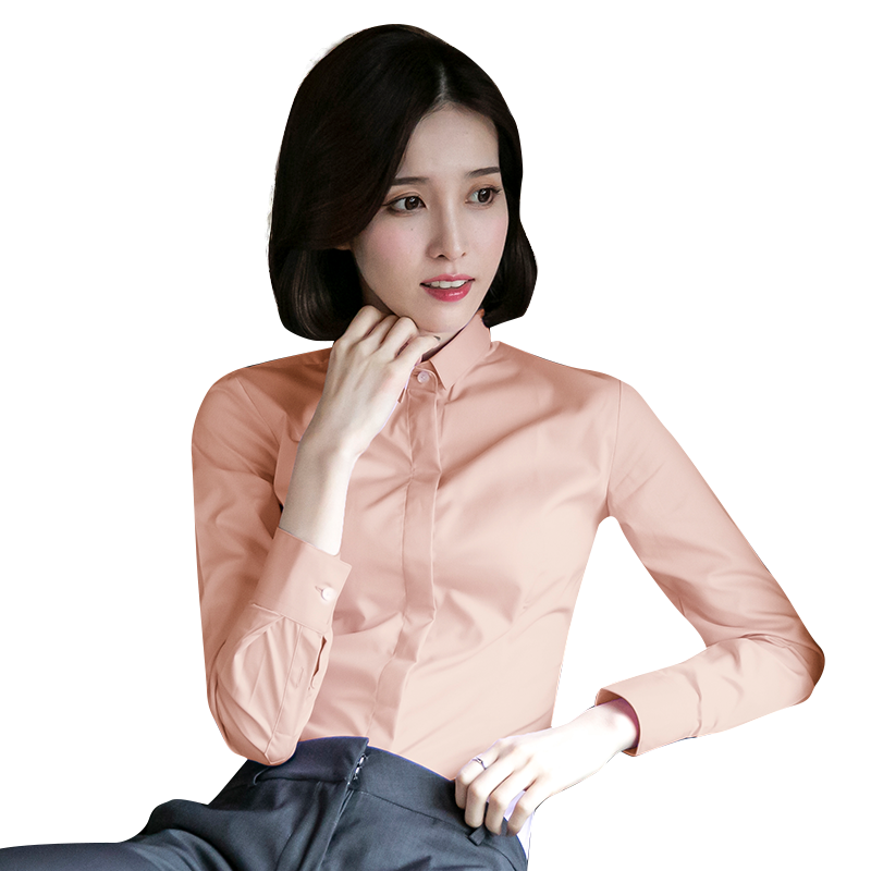 职业白衬衫女长袖春秋新款正装设计感小众工作服小领工装白色衬衣