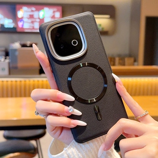 轻奢皮纹磁吸环适用iqooz10turbo手机壳z10turbopro新款保护套爱酷vivoz10加vivo大孔防摔turboz10真皮后外壳