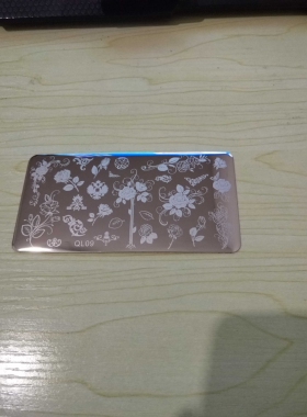 跨境美甲印花钢板转印渐变刮花工具定制图蝴蝶结指甲花新款定制