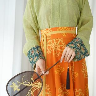 春染云织｜苍玉｜唐制汉服天丝垂领衫绿色竹叶纹