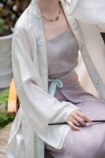 春染云织｜白描｜夏季宋制汉服宋抹吊带 浅灰色真丝