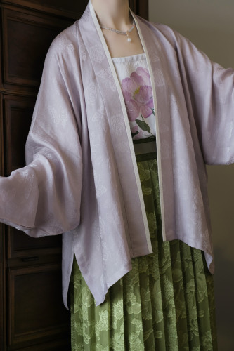 春染云织｜紫烟｜宋制汉服真丝花罗暗纹飞机袖桑蚕丝定制