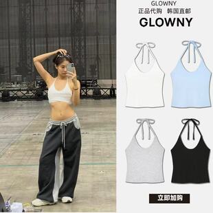 【韩国直邮】JENNIE同款GLOWNY挂脖背U领绑带修身打底吊带上衣