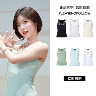 【韩国直邮】ASA同款PLEASENOFOLLOW纯欲蕾丝拼接工字内搭吊带