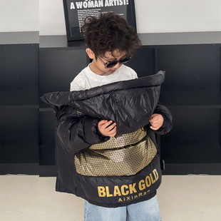 反季新款儿童内背带羽绒服男女童中大童宝宝连帽子白鸭绒加厚外套