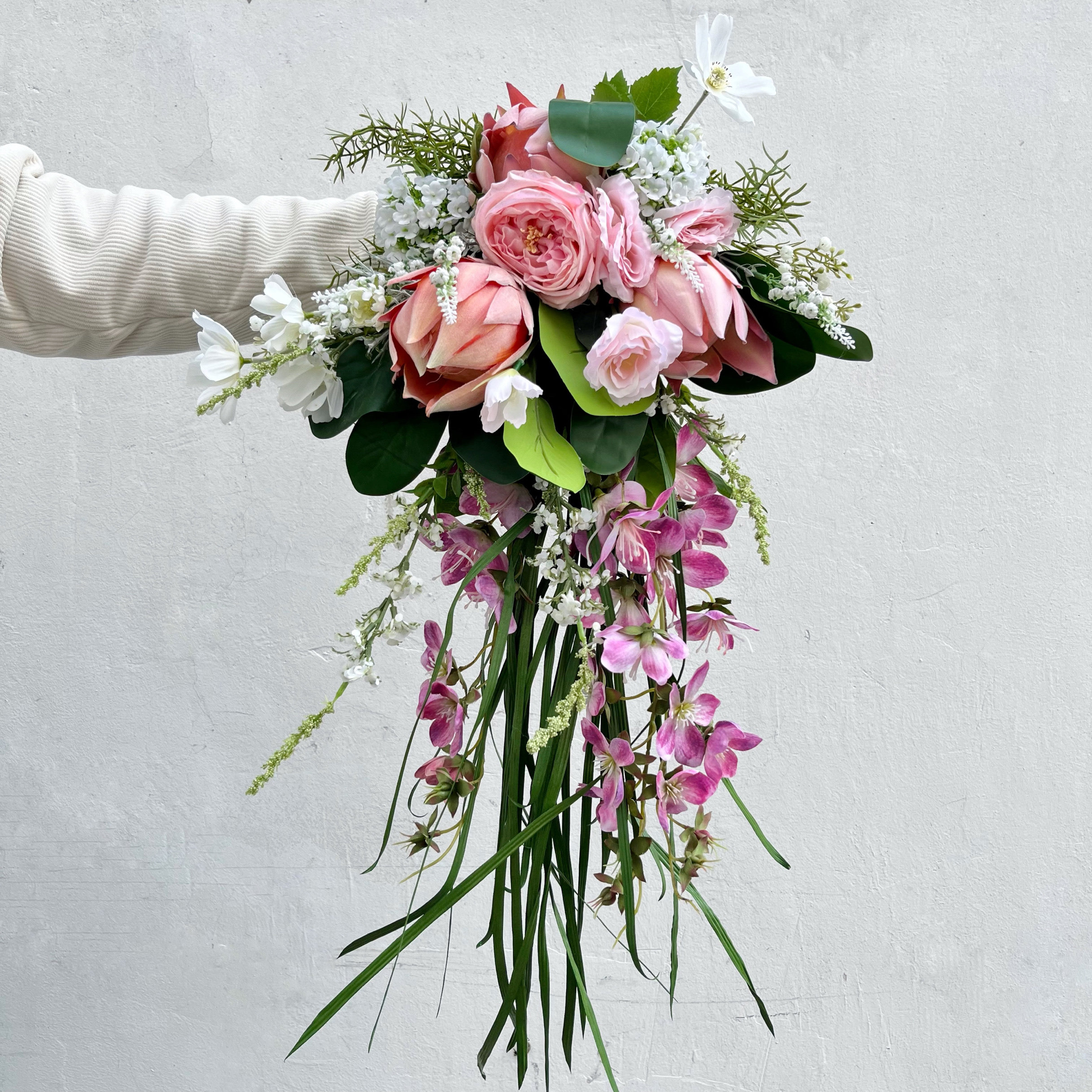 复古园林中式瀑布仿真花森系婚纱摄影道具新娘结婚仿真花婚礼花