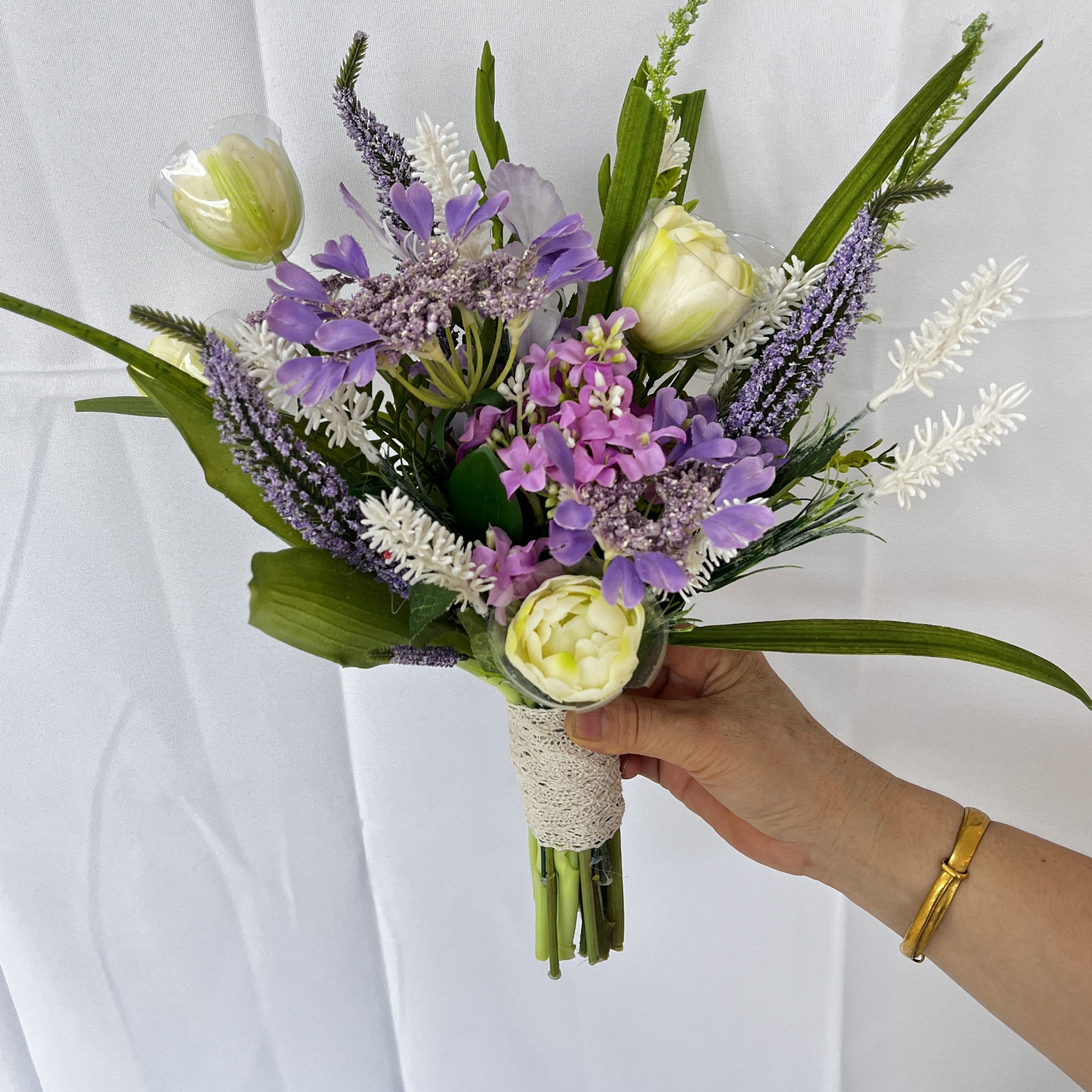 new韩系婚礼手捧花紫色仿真花新娘领证订婚花闺蜜DIY礼物摄影道