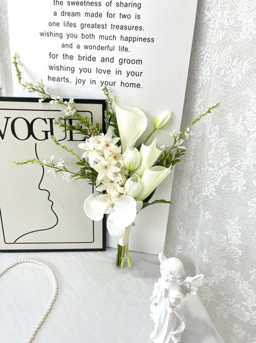 韩式婚礼高档新娘手捧花马蹄莲假花婚纱摄影捧花领证登记手工花束