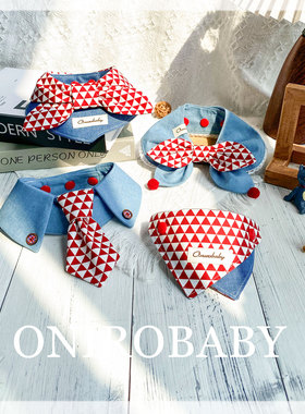 【复古童趣系列】Onirobaby原创猫咪围脖狗狗口水巾宠物围兜领带