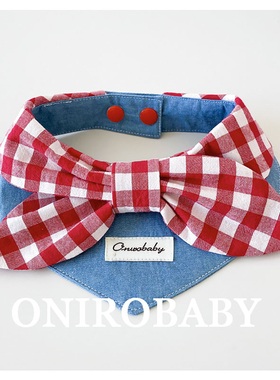 原创猫咪狗狗围脖围兜宠物三角围巾猫口水巾围嘴牛仔蝴蝶结配饰