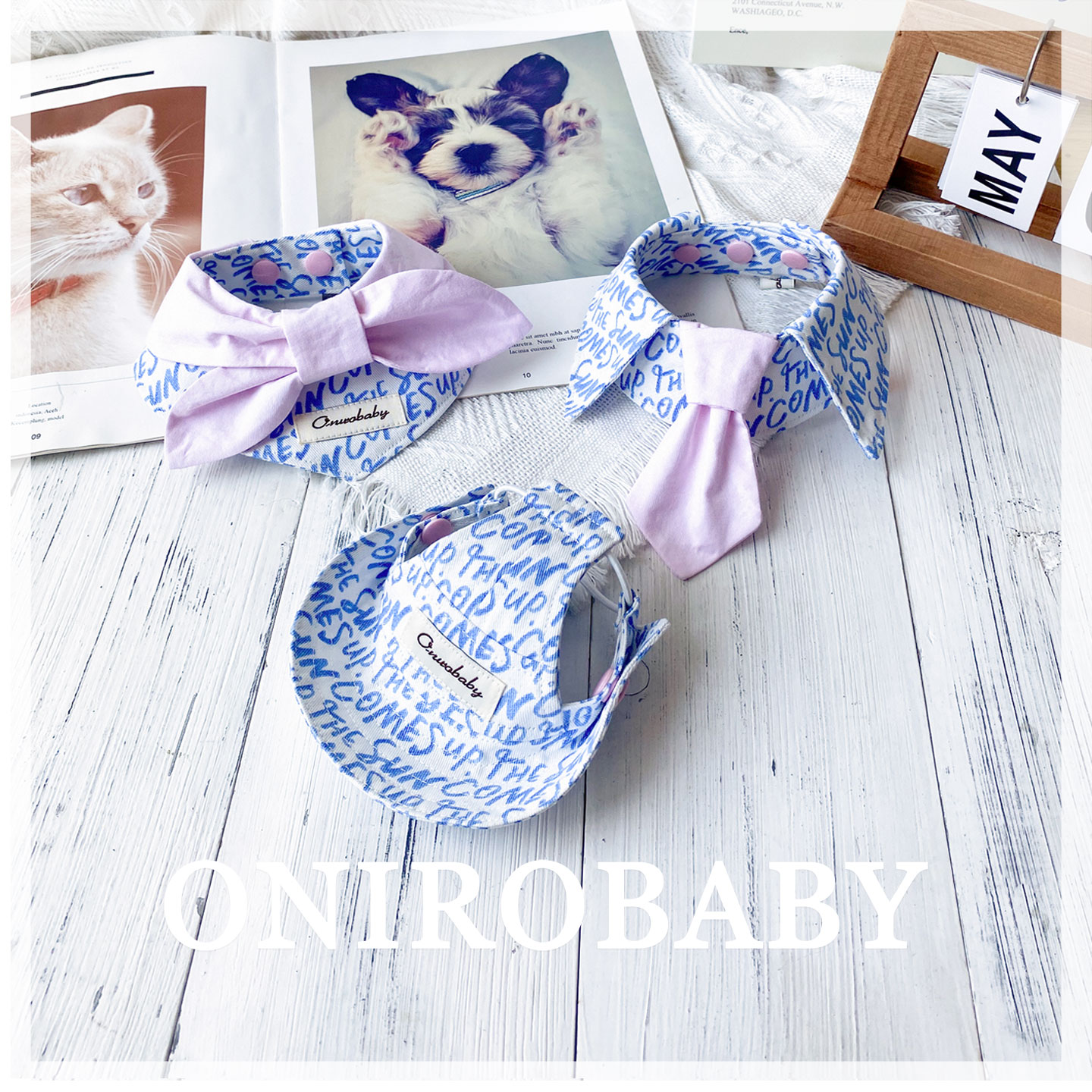 【英文情书系列】Onirobaby狗狗猫咪口水巾宠物围脖领带夏季领结