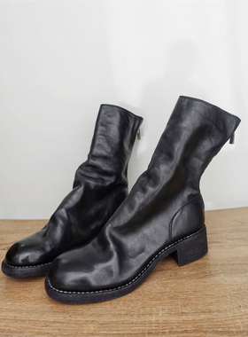 固特异手工鞋 新款 guidi788z 马皮中筒短靴水洗做旧后拉链马丁靴