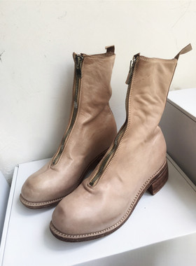 手工鞋 新款guidi限定奶茶色PL2 310 788z马皮水洗做旧马丁靴