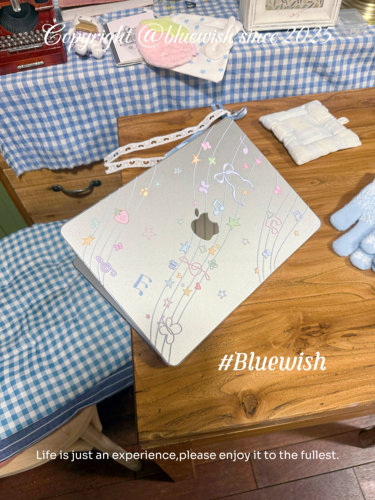Bluewish《音乐符号》ins感满天星进口pc亮面透明硬壳防磕刮花适用于Macbook苹果pro电脑air13寸14寸保护壳