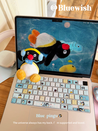 Bluewish蓝色pingu苹果可爱键盘膜Macbookpro防水neo防污air1314
