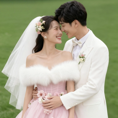 婚纱披肩高端大气上档次新娘婚礼秀和服外搭旗袍皮草毛毛斗篷披风