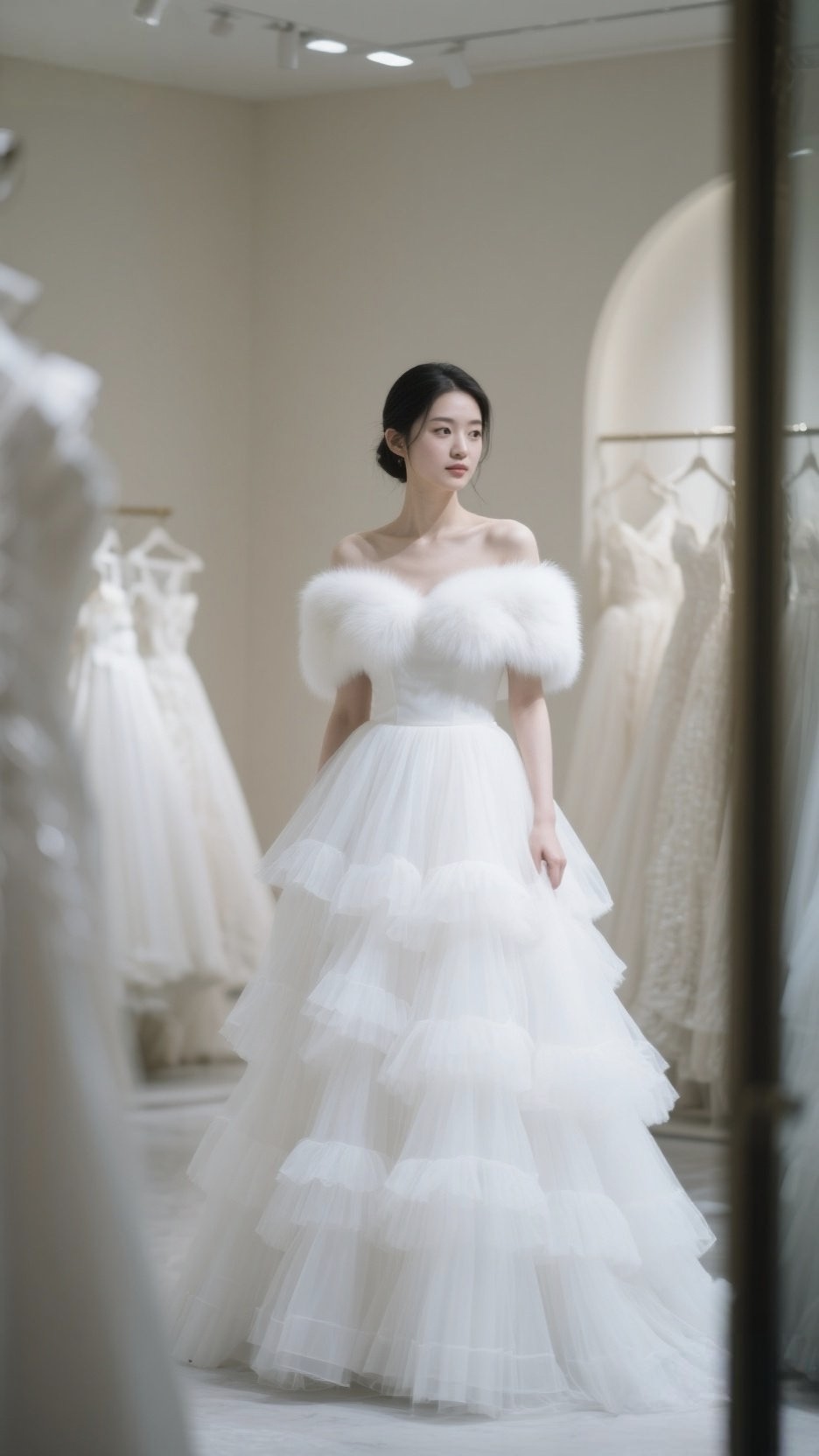 婚纱披肩冬季2025新款高端皮草仿狐狸毛新娘婚礼旗袍礼服外搭毛绒