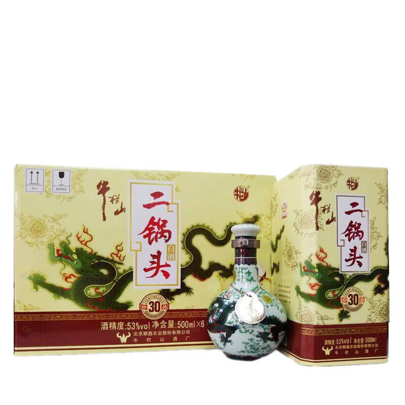 牛栏山二锅头珍品30年53度三十年牛栏山青龙500mlx6清香型白酒