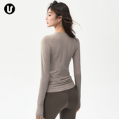 瑜伽服女圆领修身 户外徒步登山速干衣跑步训练健身服运动上衣长袖