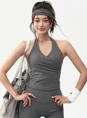 运动内衣女挂脖速干跑步网球健身上衣普拉提训练带胸垫瑜伽服背心