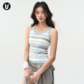 工字美背瑜伽服背心女新款 带胸垫条纹运动内衣跑步防震训练健身服