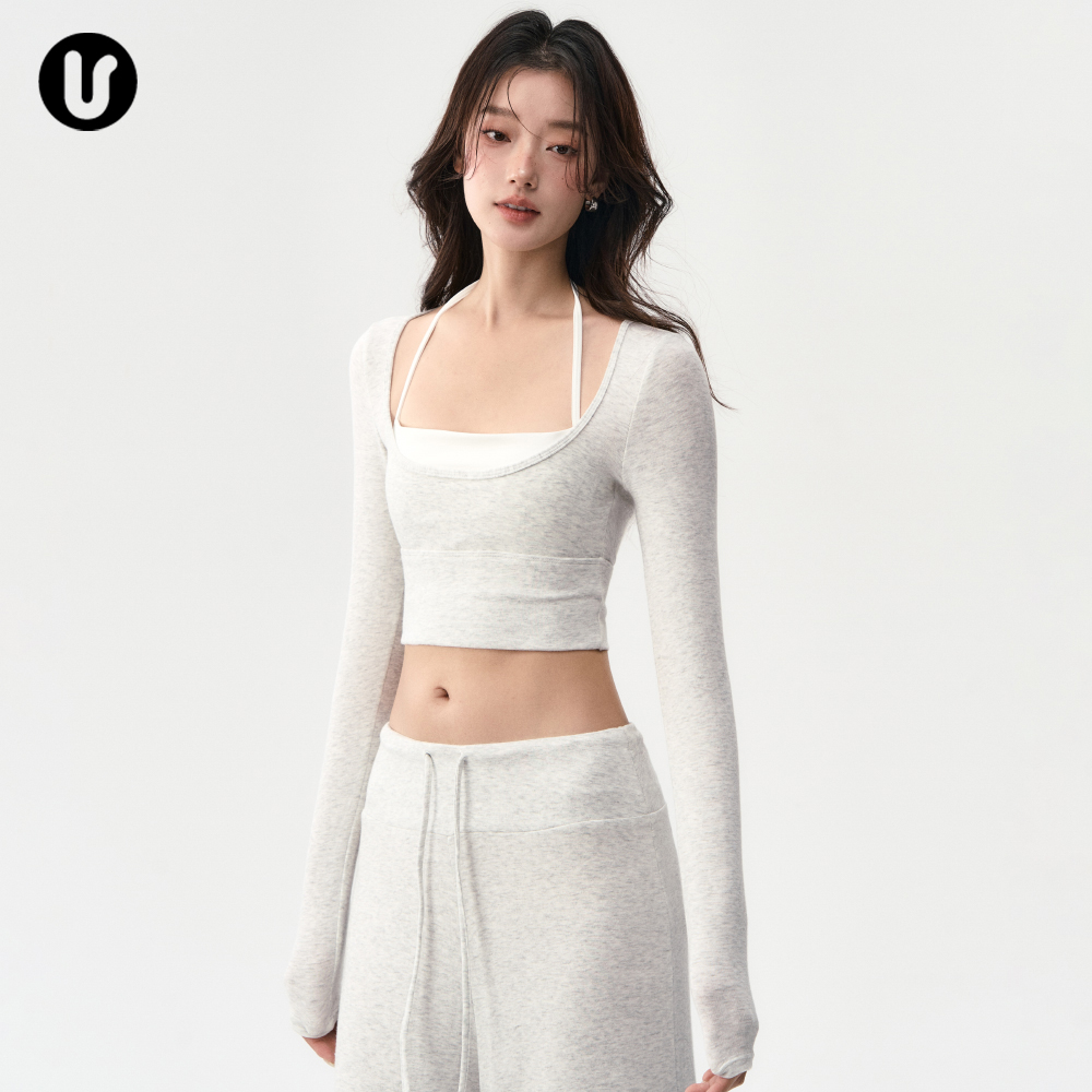 Umeko瑜伽上衣撞色一体杯健身服