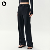 户外跑步训练高腰运动阔腿裤 宽松瑜伽裤 女秋冬休闲直筒健身长裤 子