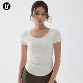 夏 瑜伽服普拉提训练健身套装 网球运动上衣女透气速干短袖 t恤新款