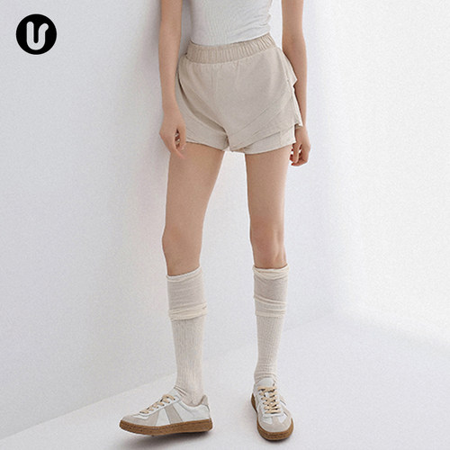 速干运动短裤女假两件防走光高腰