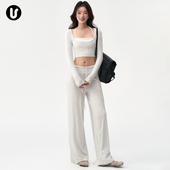 上衣跑步普拉提训练服健身衣 紧身带胸垫运动长袖 瑜伽服套装 女冬季