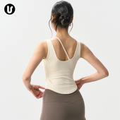 带胸垫运动背心女瑜伽服文胸速干内衣健身上衣训练羽毛球网球套装