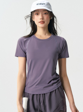 运动短袖女速干瑜伽服t恤跑步普拉提训练健身套装羽毛球网球上衣