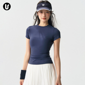 运动短袖 女速干瑜伽t恤跑步普拉提训练服健身上衣羽毛球网球套装