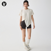 运动短袖 套装 女新款 宽松速干瑜伽服上衣普拉提训练健身房t恤罩衫