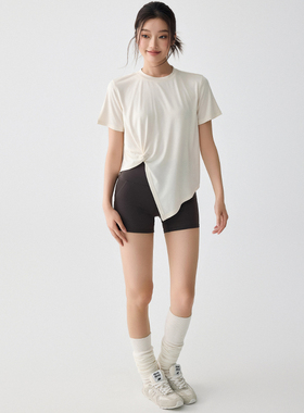 运动短袖女新款宽松速干瑜伽服上衣普拉提训练健身房t恤罩衫套装