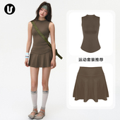 运动短裙女速干瑜伽服裙普拉提健身背心羽毛球网球绝美套装 好看服