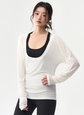 运动上衣女新款宽松休闲跑步瑜伽罩衫网球羽毛球训练健身长袖套装