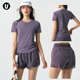短裤 宽松瑜伽服短袖 普拉提训练服健身上衣 女新款 运动跑步速干套装