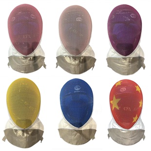 FIE1600N彩色花剑面罩双脱内衬可洗抗氧化金属布新规比赛头盔护面