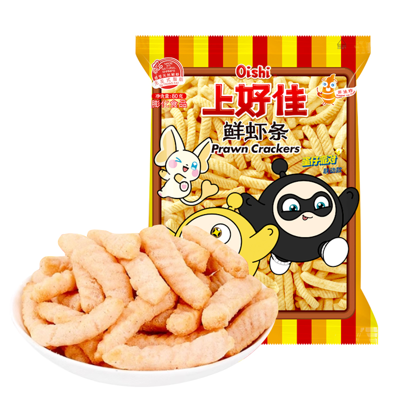 上好佳鲜虾条80g*5袋脆香膨化怀旧儿时童年解馋办公休闲小吃零食