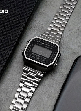 卡西欧旗舰店A168WGG防水学生电子小金表男官方正品石英指针casio
