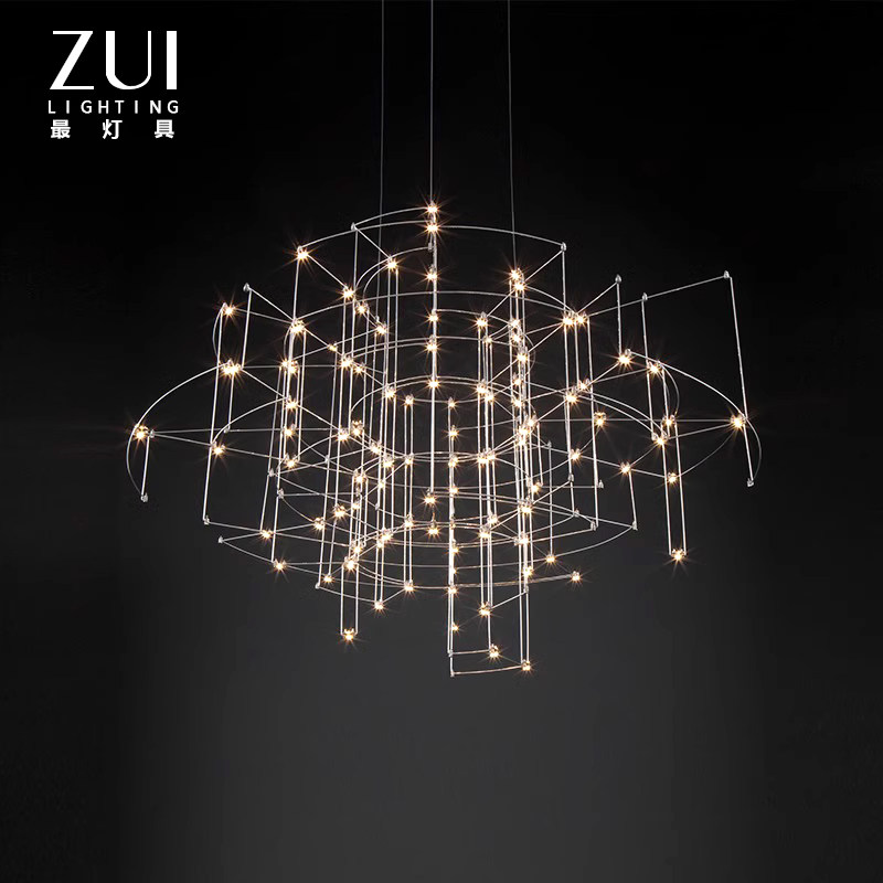 光立方满天星萤火虫客厅吊灯设计师样板房展厅不锈钢艺术异型灯具