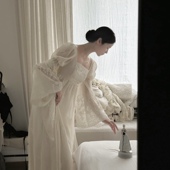 「百合」法式 帝政风天丝重磅定位刺绣连衣裙