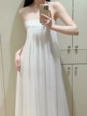 连衣裙 高级感网纱钉珠白色无袖 冰涧