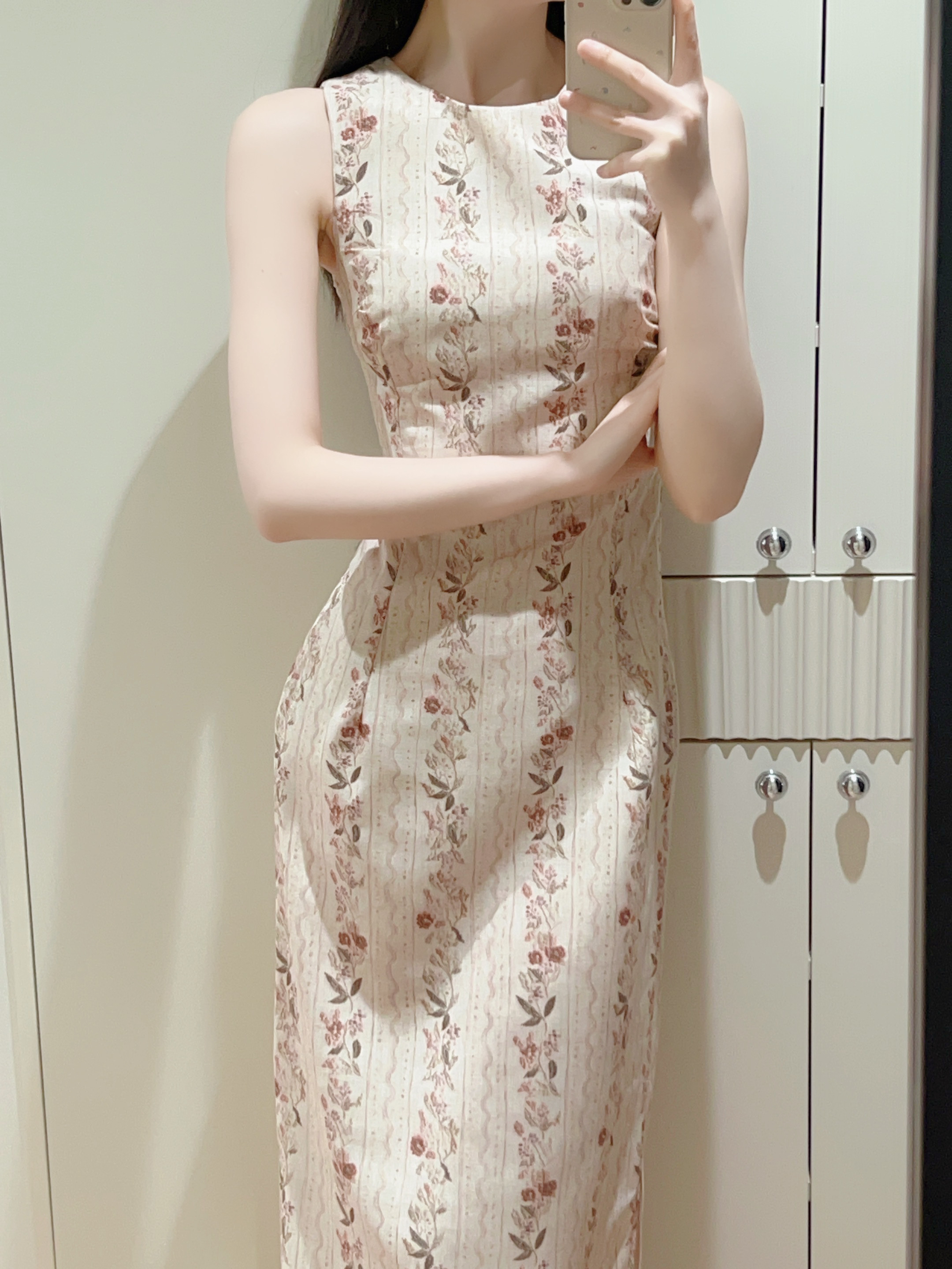 原创「花间辞」亚麻面料改良无袖修身简约气质优雅连衣裙旗袍