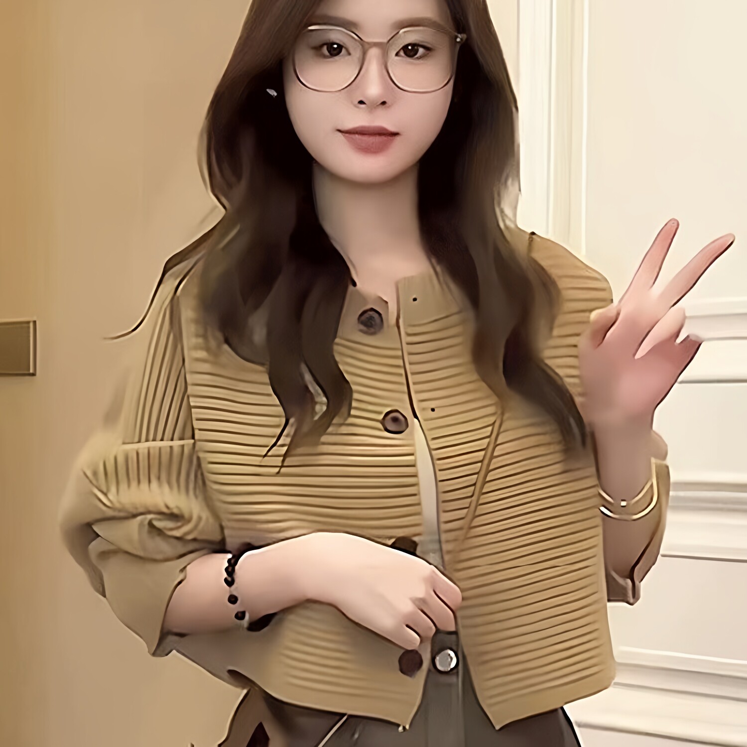 蝙蝠衫小个子短款针织开衫女春秋新款宽松气质毛衣高腰外套上衣